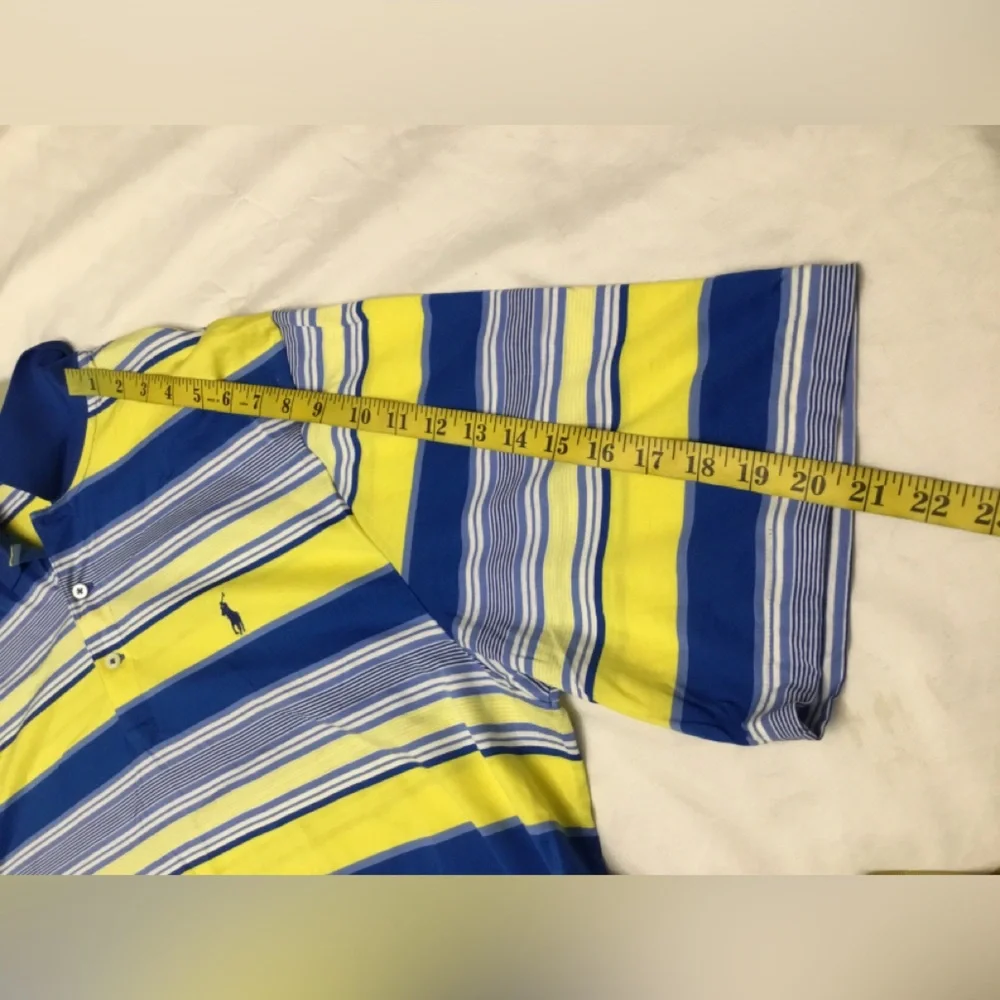 Ralph Lauren Men's Polo in Blue, Yellow, and White Stripes